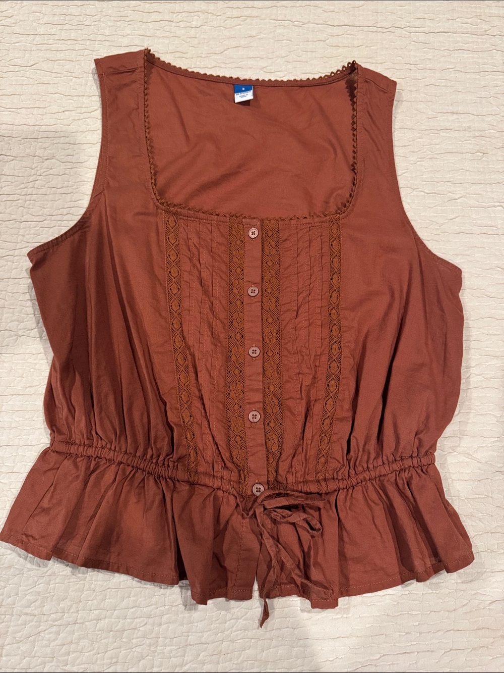 Doen Sézane Hazelnut Lace Eyelet Cotton Tank Blouse Small